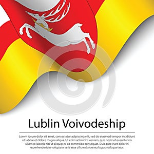 Waving flag of Lublin voivodship is a region of Polland on white