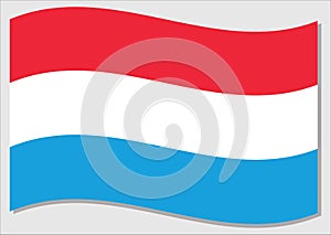 Waving flag of Luxembourg vector graphic. Waving Luxembourger flag illustration. Luxembourg country flag wavin in the wind is a