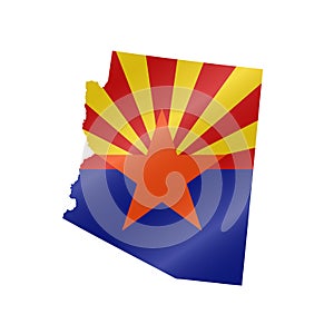 Waving flag map of Arizona. Vector illustration