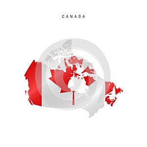 Waving flag map of Canada. Vector illustration