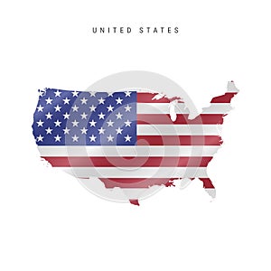 Waving flag map of the United States. Vector illustration