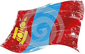 Waving flag of Mongolia