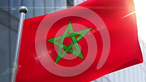 Waving flag of Morocco Animation