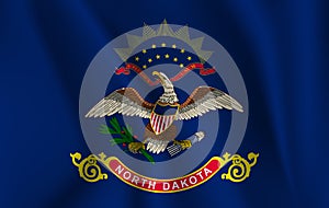 Waving flag of North Dakota