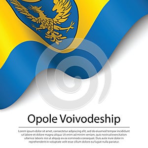 Waving flag of Opole voivodship is a region of Polland on white