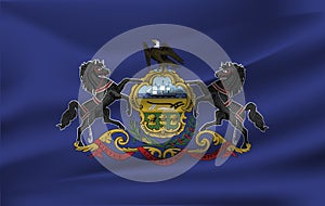 Waving flag of Pensilvania. 10 EPS photo