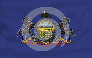 Waving flag of Pensilvania. 10 EPS photo