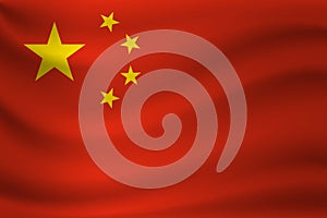 Waving flag of Peoples Republic of China. Vector illustration