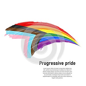 Waving flag of Progressive pride on white background.