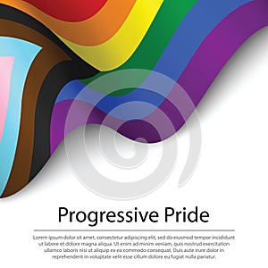 Waving flag of Progressive pride on white background. Banner or