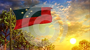 waving flag of Samoa at sundown for memorial day - abstract 3D rendering