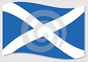 Waving flag of Scotland vector graphic. Waving Scottish flag illustration. Scotland country flag wavin in the wind is a symbol of