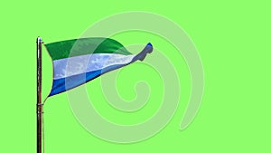 Waving flag of Sierra Leone for veterans day on chroma key screen, isolated - object 3D illustration