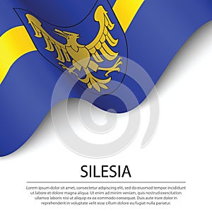 Waving flag of Silesian voivodship is a region of Polland on whi