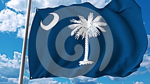 Mávání vlajka z jih.  trojrozměrný obraz vytvořený pomocí počítačového modelu 
