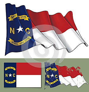 Waving Flag of the State of North Carolina