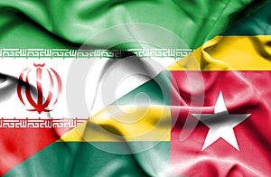 Waving flag of Togo and Iran