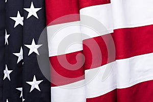 Waving flag of United States of America, close up