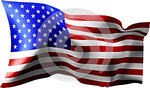 Waving flag of the United States of America. illustration of wavy American Flag. Flag on transparent background - vector