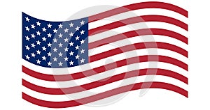 Waving flag of the United States of America. illustration of wavy American Flag for Independence Day.