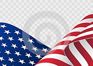 Waving flag of the United States of America. illustration of wavy American Flag for Independence Day