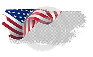 Waving flag United States of America. illustration wavy American Flag for Independence Day brush stroke background