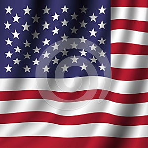 Waving flag of the United States of America. Patriotic illustration.