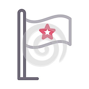 Waving flag vector color line icon