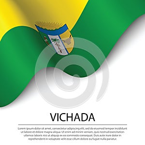 Waving flag of Vichada is a region of Colombia on white backgrou photo