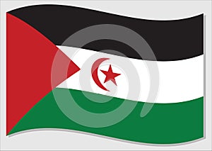 Waving flag of Western Sahara vector graphic. Waving Saharan flag illustration. Western Sahara country flag wavin in the wind is a