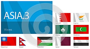Ondulación banderas de asiático países 3 