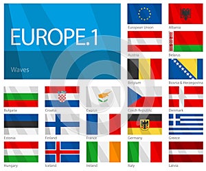 Waving Flags of European Countries - Part 1