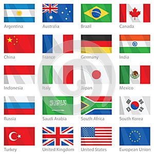 Ondulación banderas de20 países 
