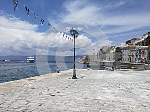 Waving flags in the port