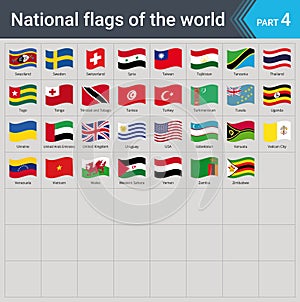 Waving flags of the world. Collection of flags - full set of national flags