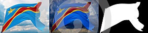 Waving flags of the world - flag of Democratic Republic of the Congo. Set of 2 flags and alpha matte image. Very high
