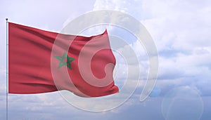 Waving flags of the world - flag of Morocco. Waved highly detailed close-up 3D render.