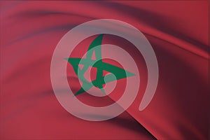 Waving flags of the world - flag of Morocco. Waved highly detailed close-up 3D render.