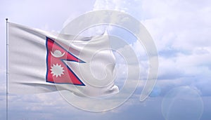 Waving flags of the world - flag of Nepal. 3D illustration.