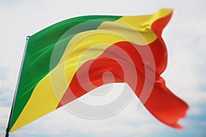 Waving flags of the world - flag of Republic of the Congo. Shot with a shallow depth of field, selective focus. 3D