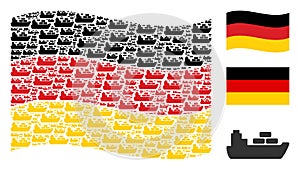 Waving German Flag Collage of Ship Icons