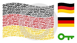 Waving Germany Flag Pattern of Key Icons