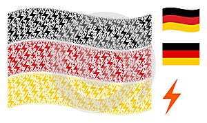 Waving Germany Flag Collage of Electric Bolt Icons