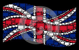 Waving Great Britain Flag Pattern of Computer Display Icons