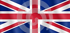 Waving Great Britain, United Kingdom flag. Realistic Vector illustration. 3D silk waving effect