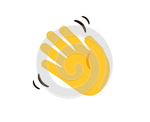 Waving hand. Cartoon moving human hand. Gesture of greeting or goodbye. Negative or disagreement sign. Isolated limb on photo
