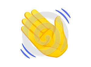 Waving Hand icon. Yellow gesture emoji vector
