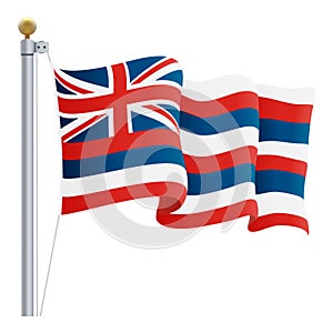 Waving Hawaii Flag Isolated On A White Background. Vector Illustration.