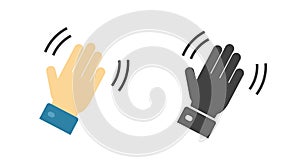 Waving hello hand icon simple pictogram flat graphic illustration set, palm motion sensor detector sign, hi bye emoticon symbol