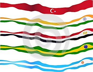 Waving horizontal national flags